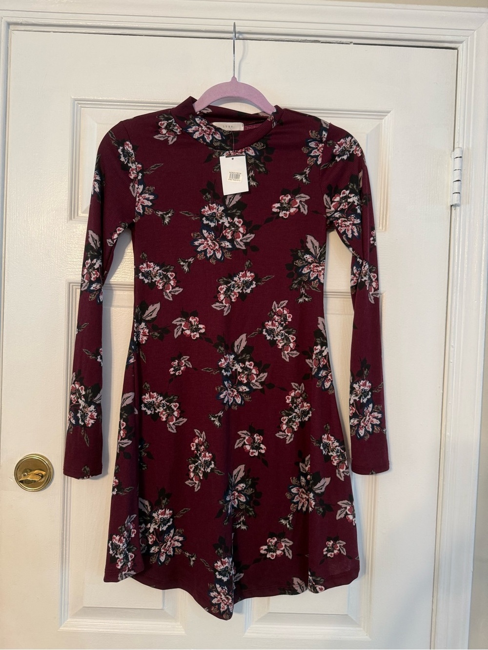 Lush Burgundy Floral Crewneck Top